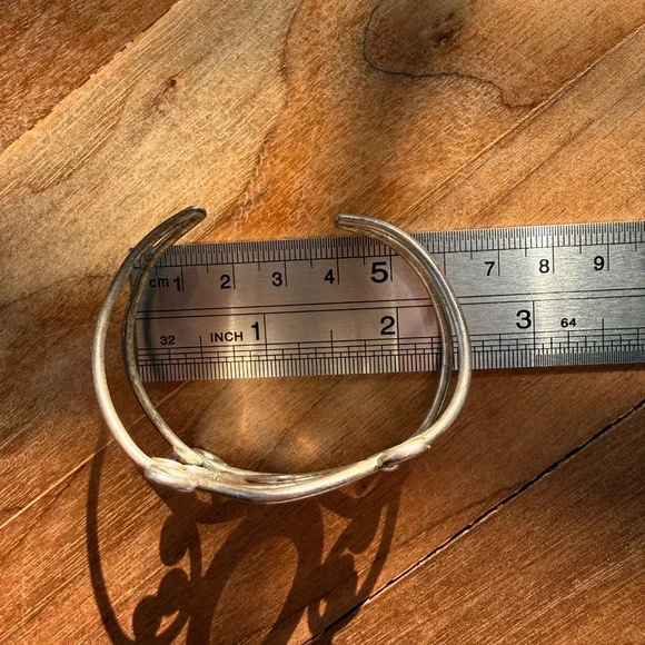 Vintage 90s Mexico Stamped Silver Tone Cuff Bracelets Set Star Oval Ball Design - Picture 5 of 8